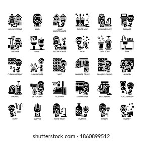 Set of Housekeeping thin line and pixel perfect icons for any web and app project. 