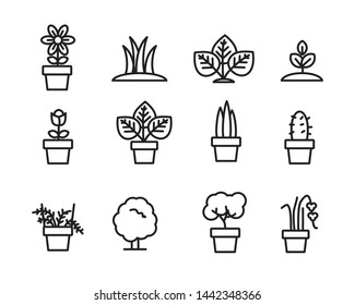 Set of houseplant vector illustration with simple line design suitable for icon or doodle 