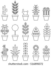 set of HOUSEPLANTS outline icons