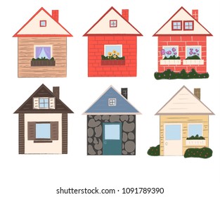 Set of houses. Building.  
Icons. Vector object

