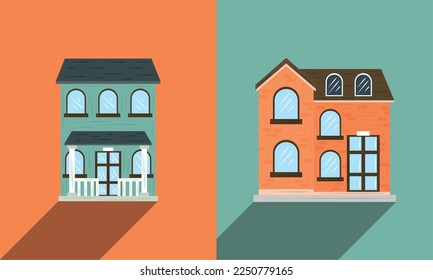 set of houses building vector style
