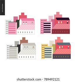 Set of houses - few vector urban buildings