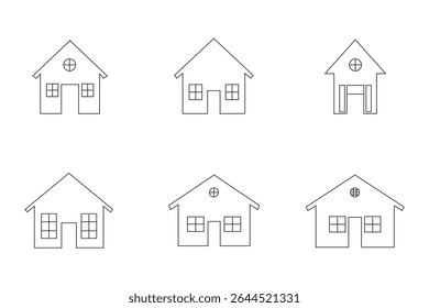 Conjunto de Casas Ícones sinal e símbolos. Uma coleção de ícones de casas. Abriga ícones de vetor. Ilustração de vetor de linha de ícone Home.