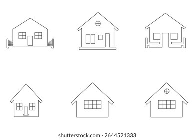 Conjunto de Casas Ícones sinal e símbolos. Uma coleção de ícones de casas. Abriga ícones de vetor. Ilustração de vetor de linha de ícone Home.