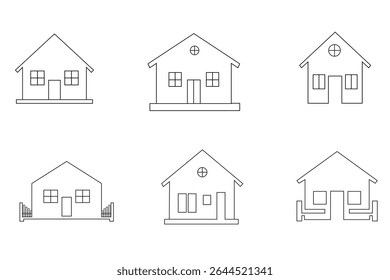 Set of Houses Icons sign and symbols. A collection of icons of houses. Houses vector icons. Home icon line vector illustration.