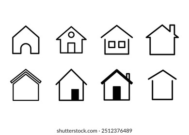 Set of Houses Icons or symbols Vector fully editable file