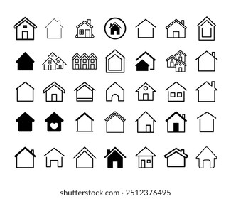 Conjunto de casas Iconos o símbolos Vector archivo totalmente editable