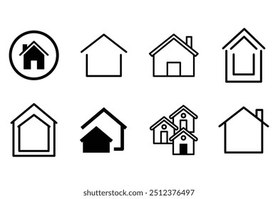 Set of Houses Icons or symbols Vector fully editable file