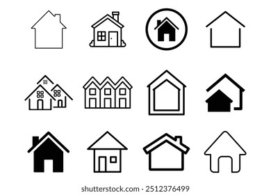 Set of Houses Icons or symbols Vector fully editable file