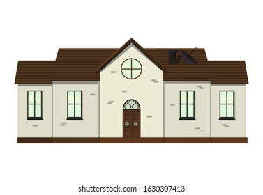 Set of houses on a white background for construction and design. Cartoon style. Vector illustration