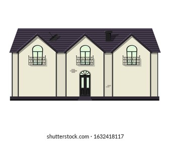 Set of houses on a white background for construction and design. Cartoon style. Vector illustration