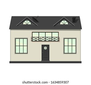 Set of houses on a white background for construction and design. Cartoon style. Vector illustration