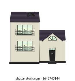 Set of houses on a white background for construction and design. Cartoon style. Vector illustration