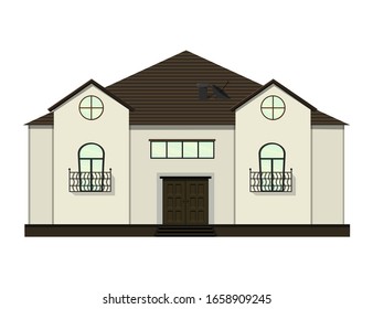 Set of houses on a white background for construction and design. Cartoon style. Vector illustration