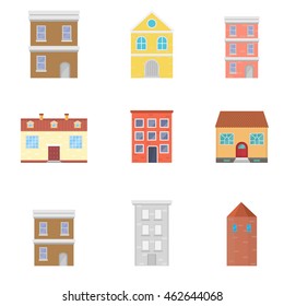 a set of houses on a white background, vector illustration in flat style