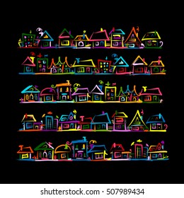 Set of houses, sketch for your design