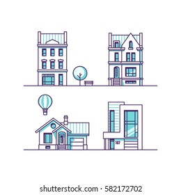 Set of houses. Vector illustration.