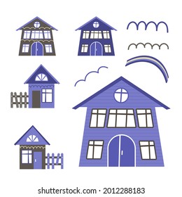 A set of houses vector illustration. In a flat style for printing on textiles and souvenirs.