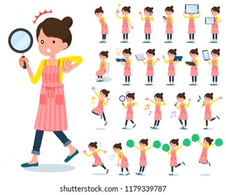 A set of housewife with digital equipment such as smartphones.There are actions that express emotions.It's vector art so it's easy to edit.