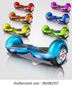 Set of Hoverboard  vector illustration