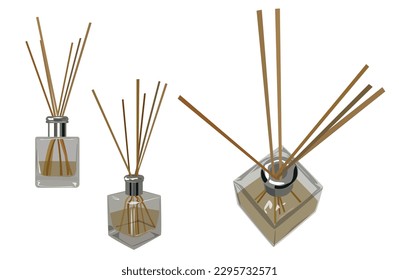 Set of how air fresheners from different positions isolated on blank white background