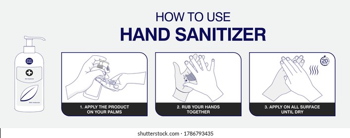 set of How to use hand sanitizer properly in monochrome mode, step by step How to use hand sanitizer correctly for prevent virus or how to use disinfectant hands concept. eps 10 vector 
