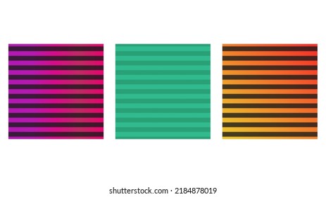 Set of Hozizontal stripe background, geometric decoration pattern, color paper graphic vector illustration .