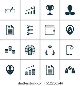 Set Of Hr Icons On Business Goal, Manager And Successful Investment Topics. Editable Vector Illustration. Includes Employee, Pin, Tree And More Vector Icons.