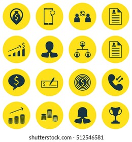 Set Of Hr Icons On Business Goal, Tree Structure And Business Woman Topics. Editable Vector Illustration. Includes Bank, Trophy, Coins And More Elements