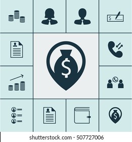 Set Of Hr Icons On Cellular Data, Wallet And Manager Topics. Editable Vector Illustration. Includes Increase, Pin, Cash And More