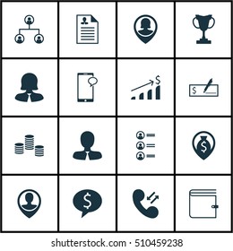 Set Of Hr Icons On Cellular Data, Money Navigation And Wallet Topics. Editable Vector Illustration. Includes Career, Wallet, User And More Vector Icons.