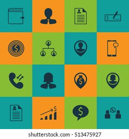 Set Of Hr Icons On Cellular Data, Wallet And Phone Conference Topics. Editable Vector Illustration. Includes Organisation, Tree, Wallet And More Vector Icons.