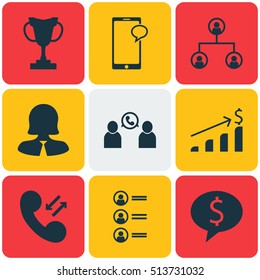Set Of Hr Icons On Cellular Data, Tree Structure And Job Applicants Topics. Editable Vector Illustration. Includes Trophy, Organisation, Female And More Vector Icons.