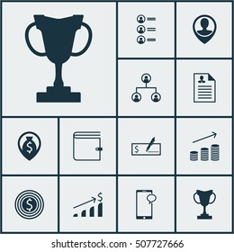 Set Of Hr Icons On Coins Growth, Employee Location And Bank Payment Topics. Editable Vector Illustration. Includes Goal, Growth, Job And More