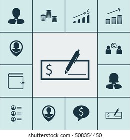 Set Of Hr Icons On Coins Growth, Manager And Pin Employee Topics. Editable Vector Illustration. Includes Opinion, Dollar, Money And More Vector Icons.