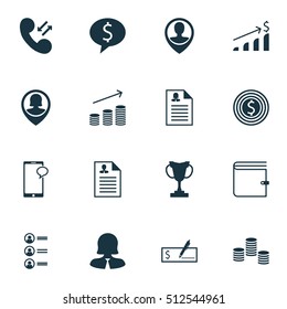 Set Of Hr Icons On Coins Growth, Curriculum Vitae And Cellular Data Topics. Editable Vector Illustration. Includes Application, List, Discussion And More Vector Icons.