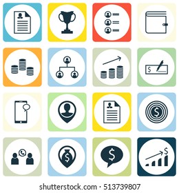 Set Of Hr Icons On Coins Growth, Tournament And Curriculum Vitae Topics. Editable Vector Illustration. Includes User, Cash, Check And More Vector Icons.