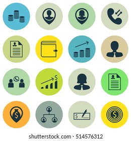 Set Of Hr Icons On Coins Growth, Employee Location And Successful Investment Topics. Editable Vector Illustration. Includes Female, Structure, Success And More Vector Icons.