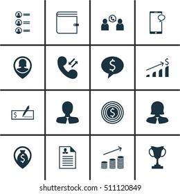 Set Of Hr Icons On Curriculum Vitae, Successful Investment And Phone Conference Topics. Editable Vector Illustration. Includes Opinion, Money, Map And More Elements