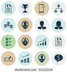 Set Of Hr Icons On Curriculum Vitae, Messaging And Money Topics. Editable Vector Illustration. Includes Career, Phone, Application And More Vector Icons.