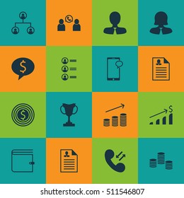 Set Of Hr Icons On Curriculum Vitae, Business Deal And Tournament Topics. Editable Vector Illustration. Includes Growth, Dollar, Male And More Vector Icons.
