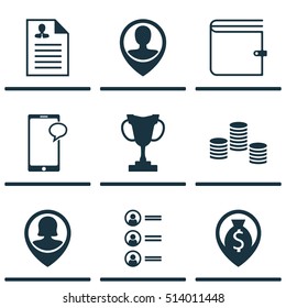 Set Of Hr Icons On Curriculum Vitae, Tournament And Job Applicants Topics. Editable Vector Illustration. Includes Resume, Trophy, Map And More Vector Icons.