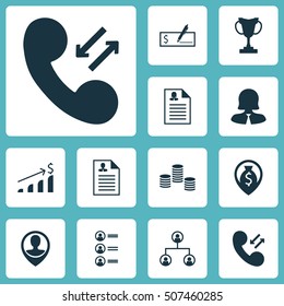 Set Of Hr Icons On Employee Location, Tournament And Curriculum Vitae Topics. Editable Vector Illustration. Includes Bank, Call, Employee And More Vector Icons.