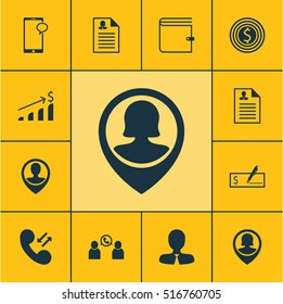 Set Of Hr Icons On Employee Location, Cellular Data And Wallet Topics. Editable Vector Illustration. Includes Conference, Resume, Employee And More Vector Icons.