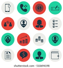 Set Of Hr Icons On Job Applicants, Phone Conference And Employee Location Topics. Editable Vector Illustration. Includes Dollar, List, Application And More Vector Icons.