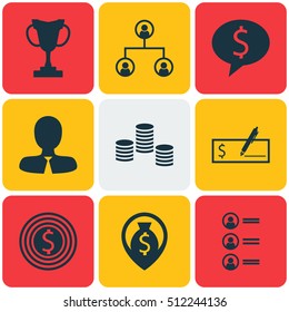 Set Of Hr Icons On Job Applicants, Money And Tree Structure Topics. Editable Vector Illustration. Includes Job, Dollar, Goal And More Vector Icons.