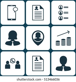 Set Of Hr Icons On Job Applicants, Curriculum Vitae And Coins Growth Topics. Editable Vector Illustration. Includes Employee, Job, Increase And More Vector Icons.