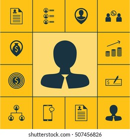 Set Of Hr Icons On Manager, Messaging And Business Goal Topics. Editable Vector Illustration. Includes Coins, Money, Phone And More Vector Icons.