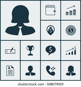 Set Of Hr Icons On Manager, Money Navigation And Wallet Topics. Editable Vector Illustration. Includes Call, Career, Coins And More Vector Icons.