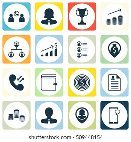 Set Of Hr Icons On Manager, Wallet And Money Topics. Editable Vector Illustration. Includes Trophy, Dollar, Pin And More Vector Icons.